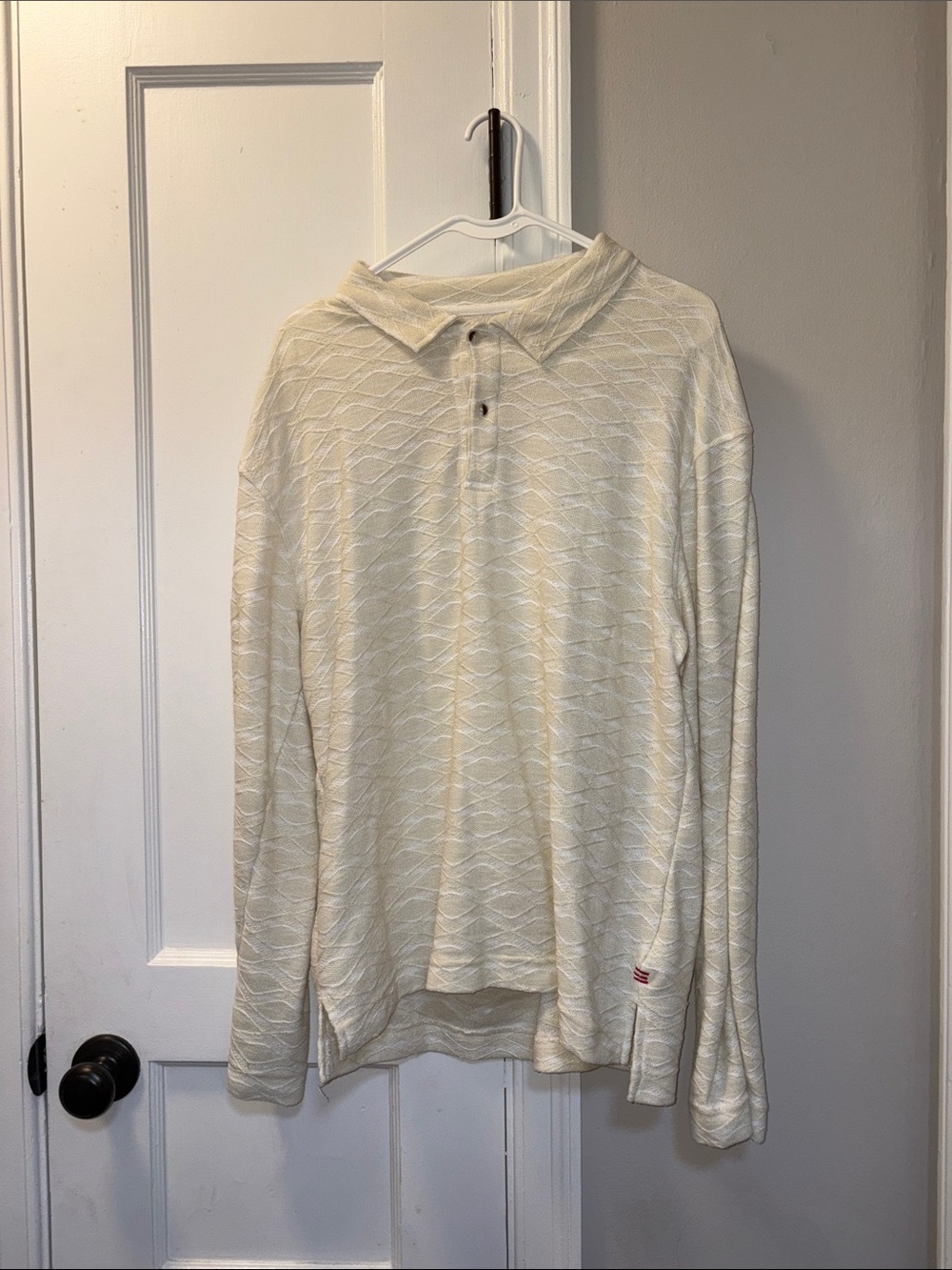 BDG Cream Textured Polo Sweater